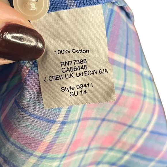 J. Crew The Perfect Shirt Pink & Blue Plaid Button Down Size Small 100% Cotton - Picture 6 of 9